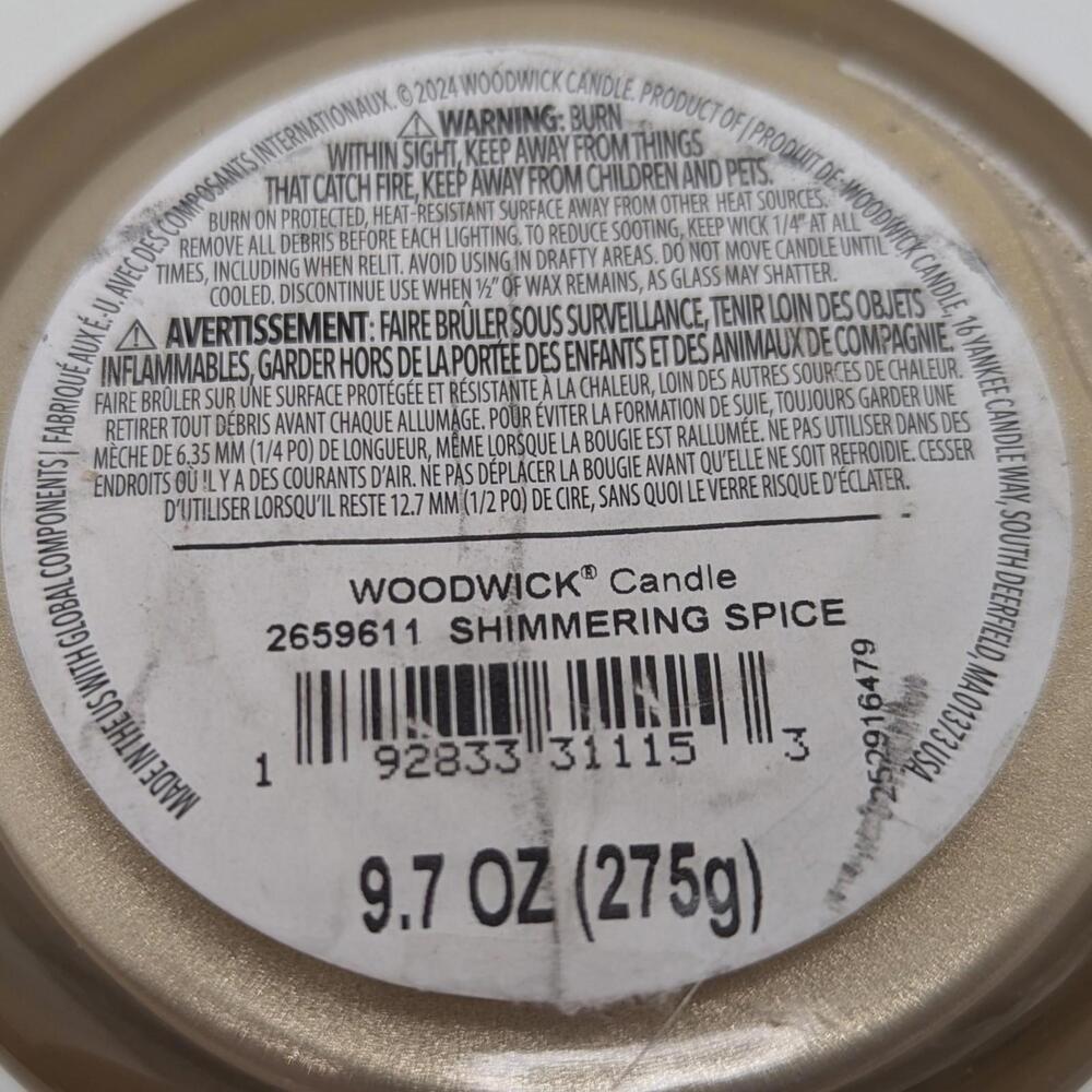 WoodWick Shimmering Spice 9.7oz Candle Crackling Wick Precious Metals Collection - Picture 7 of 7